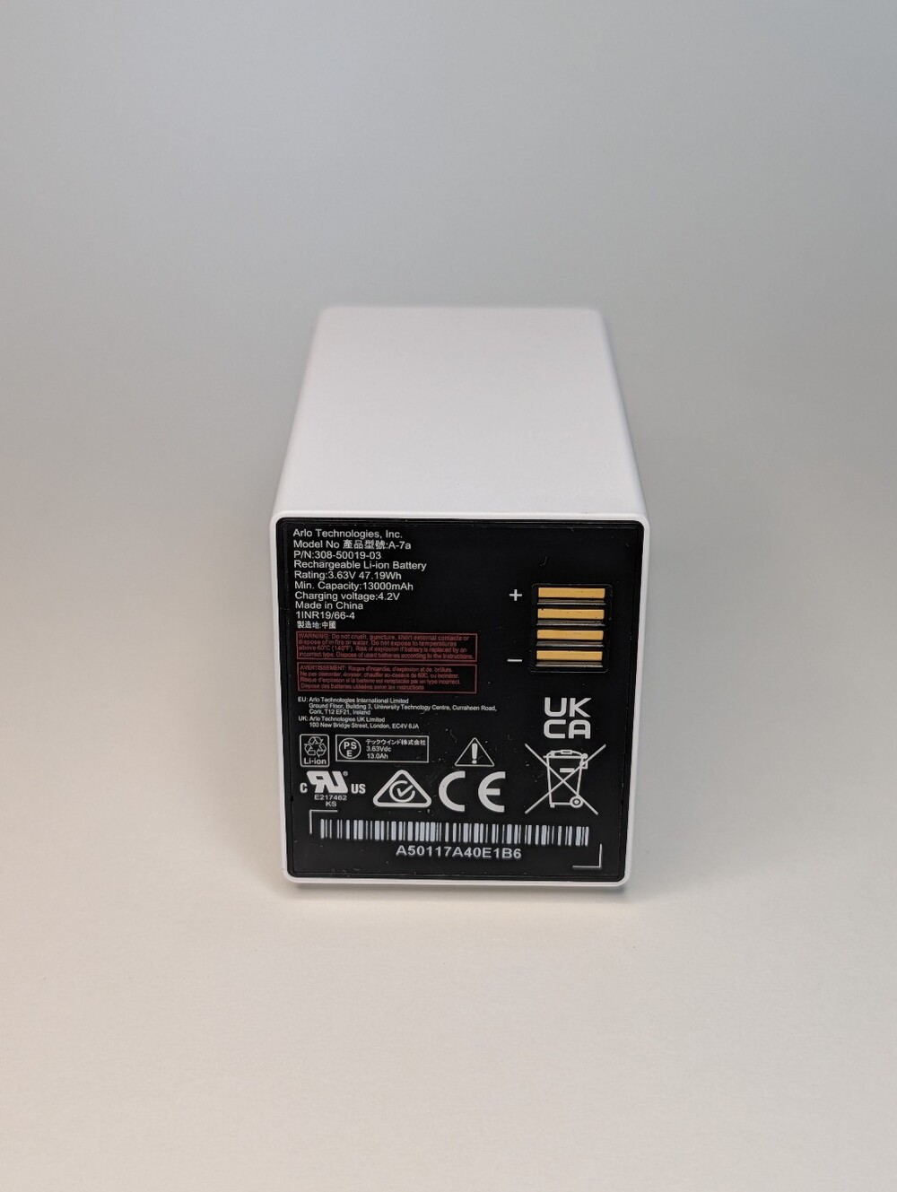 Arlo Rechargeable Li-Ion Camera Battery A-7a 13000mAh 3.67V P/N 380-50019-03